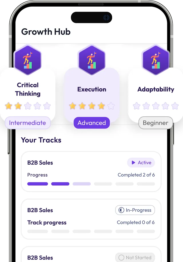 Meroo app profile showing competencies and tracks