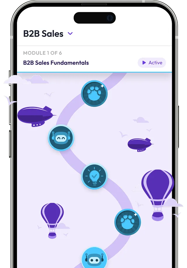 Meroo app journey map for a B2B Sales track
